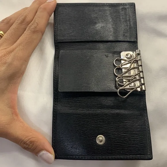 Gucci black grained leather 6 key ring holder made in Italy - Picture 7 of 11